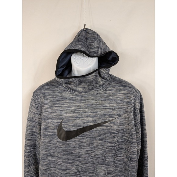 Nike Spotlight Hoodie Sweatshirt Swoosh Mens L Dri-Fit Heathered Navy Blue A069 - Picture 2 of 9